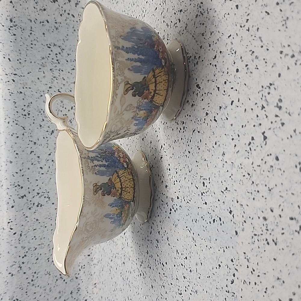 Empire China Crinoline Lady Creamer & Sugar England c. 1950 #3067
